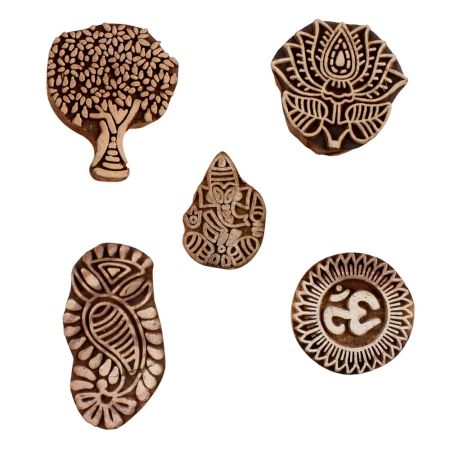 Set of 5 Piece New Mix Wooden Printing Blocks